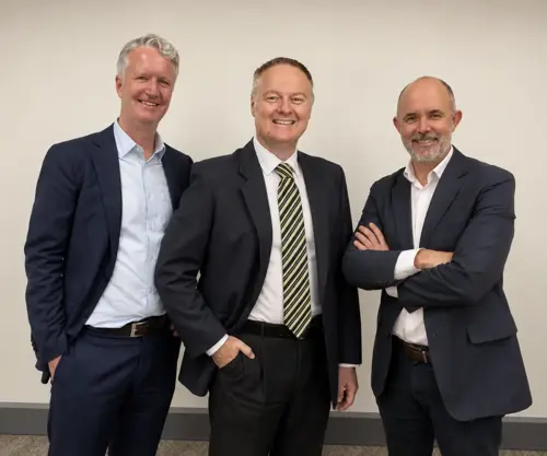 Image: L-R, Dr Stephen Barnett, Craig Hodges, Justin Lewis